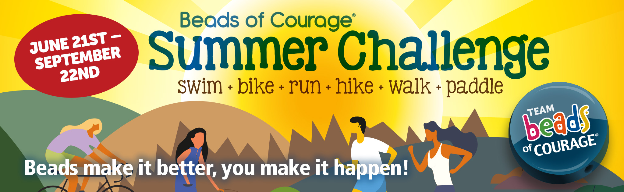Page Header announcing the Beads of Courage Summer Challenge from Jun 21 to Sept 22, 2023